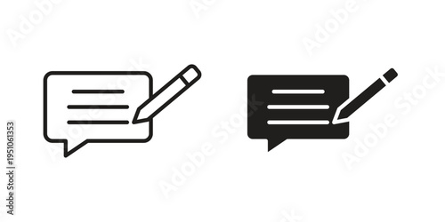 Write comment icon pack flat vector in outline