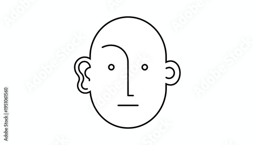 Minimalist Line Art Face Icon: Abstract Human Head Profile with Simple Features