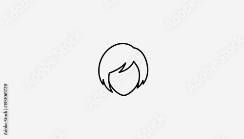 Minimalist line art icon of a woman's short haircut, representing beauty and style