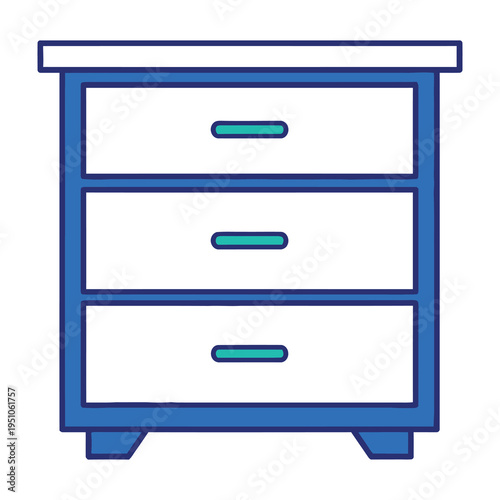Blue three drawer chest of drawers furniture