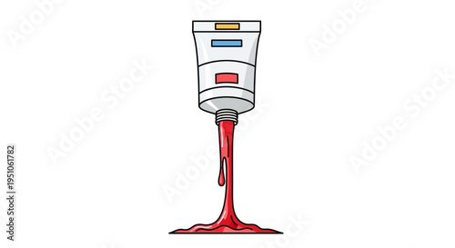 Blood pouring from medical test tube.
