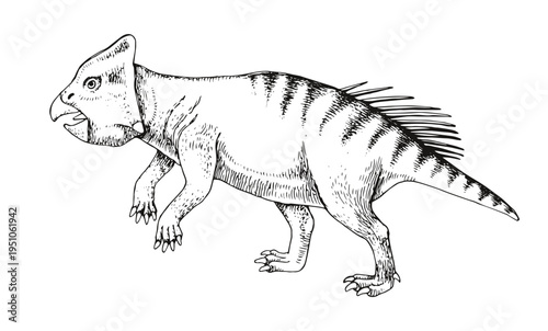 Leptoceratops dinosaur hand drawn vector