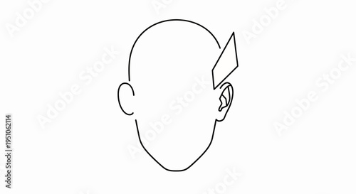 Minimalist Head Silhouette with Geometric Shape Overlay