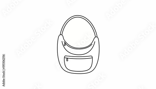 Minimalist Handbag Icon: Simple Line Art of a Woman's Purse with Front Pocket