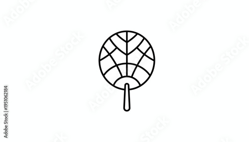 Minimalist Japanese fan icon, vector illustration, simple design, black and white