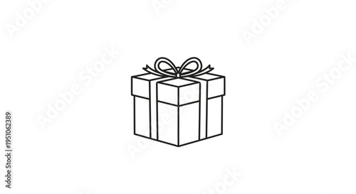 Gift box with ribbon line art