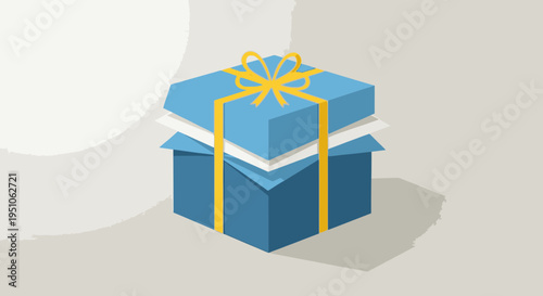 Gift box with yellow ribbon