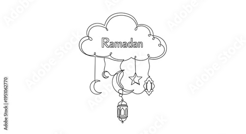 Ramadan Cloud Moon Star Symbol.