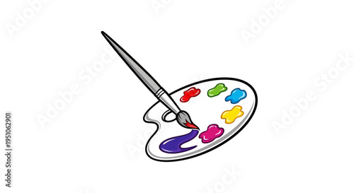 Colorful Paint Palette with Brush.