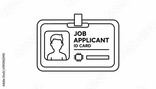 Job Applicant ID Card with Photo, Name Field, and Chip Icon - Business Concept
