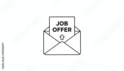 Job Offer Letter in Envelope Icon - Business Opportunity and Employment Concept