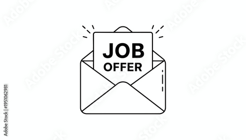 Job Offer Envelope Icon - Open Mail with Text 'Job Offer' Inside