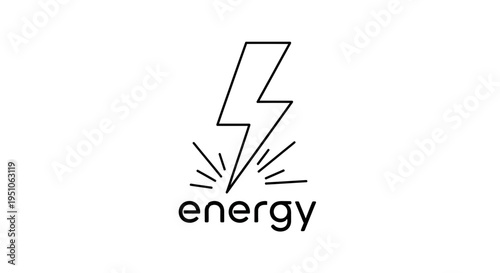 Lightning Bolt Energy Symbol with Sparks and Text "energy"