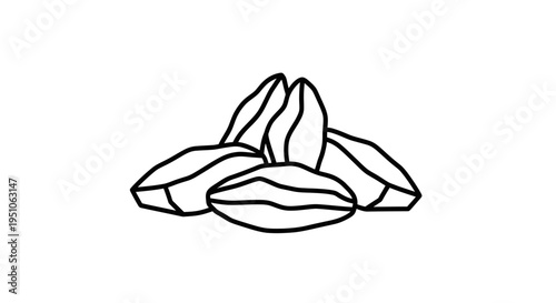Hand drawn illustration of coffee beans, simple line art icon on white background