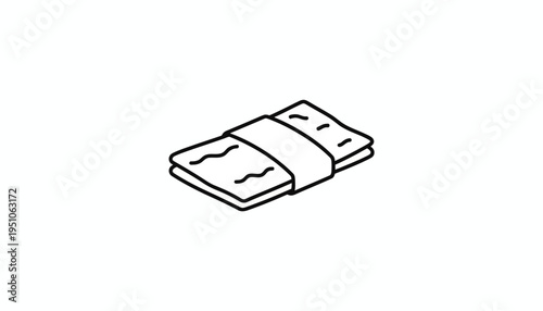 Hand drawn illustration of a stack of cash tied with a band, simple doodle style