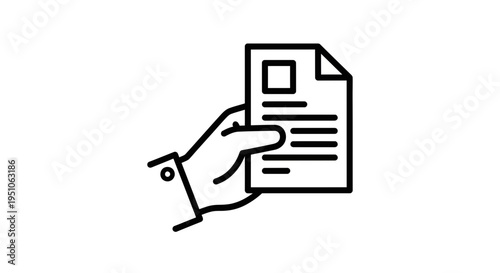 Hand Holding Document with Photo Placeholder, Business Contract or Resume Icon