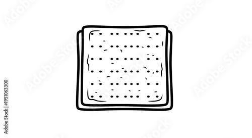 Hand-drawn illustration of a single cracker with perforations, isolated on a white background.