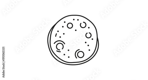 Hand-drawn Moon Icon with Craters and Stars, Simple Vector Illustration