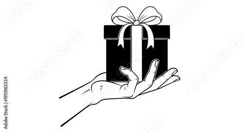 hand holding gift box with bow