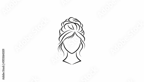 Elegant Woman's Updo Hairstyle Line Art - Minimalist Beauty Icon