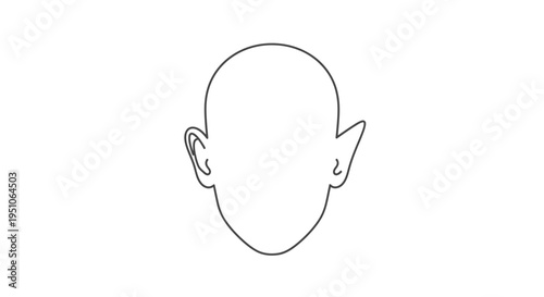 Fantasy Elf Ear Outline Drawing, Minimalist Character Design Element
