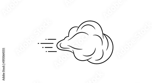 Fast Moving Cloud Icon, Speed Lines, Motion Effect, Abstract Swirl