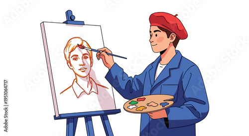 Man painting on an easel.