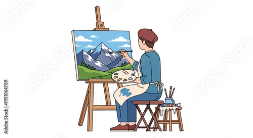 Man painting on an easel.