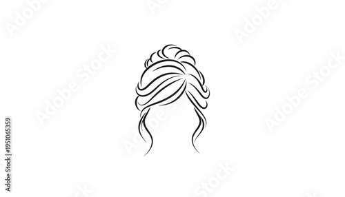 Elegant Updo Hairstyle Sketch - Minimalist Line Art of a Woman's Bun