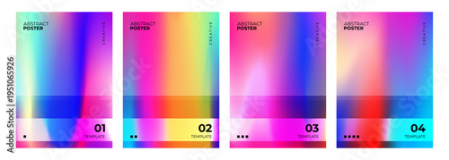 Abstract posters collection. Set of blurred backgrounds. Bright colored gradients. Defocused color templates for creative graphic design. Vector illustration.