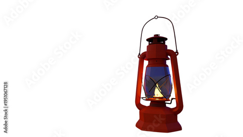 Geometric Stylized Camping Lantern in Low Poly Art Style Orange and Blue Portable Lamp for Outdoor Adventure Hiking and Emergency Lighting Equipment