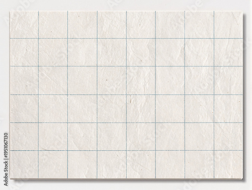 和紙のような質感の紙に青いグリッドが引かれた原稿用紙風のアナログで知的な背景素材