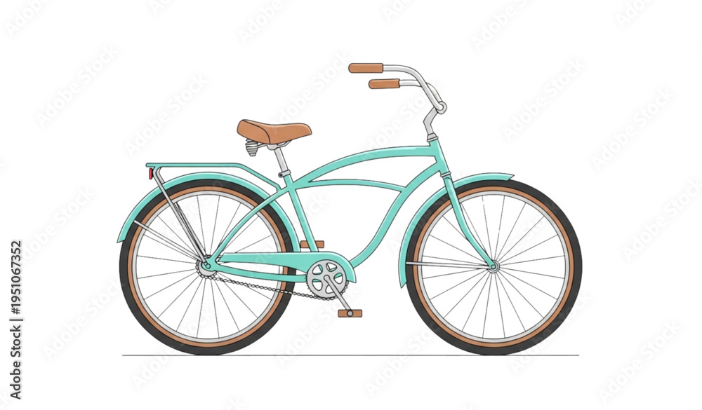 Fototapeta premium A vector graphic illustration of a teal colored bicycle with brown accents