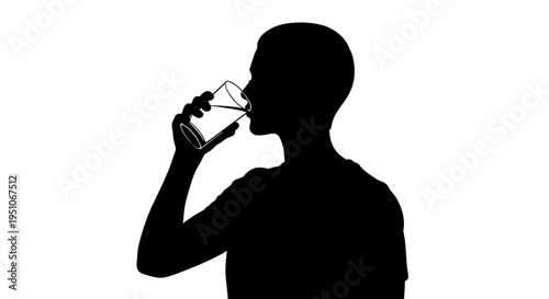 Vector silhouette of a person drinking from a glass