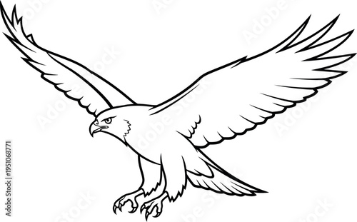 Majestic predatory bird in powerful flight with impressive outstretched wings and a fierce determined expression, showcasing its strength and speed as it prepares to strike or land.