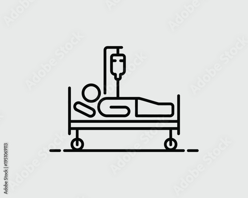 Patient lying in hospital bed with iv drip