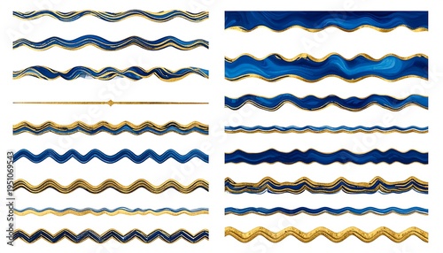A collection of wavy lines in various colors and patterns