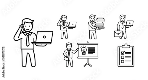 Business Professionals in Action - Diverse Tasks and Responsibilities.