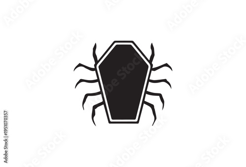 Black spider with coffin body vector icon