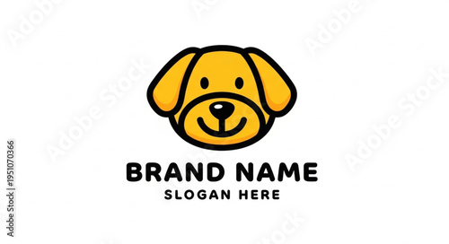 Cheerful Cartoon Dog Head Logo Design for Pet-Related Businesses.