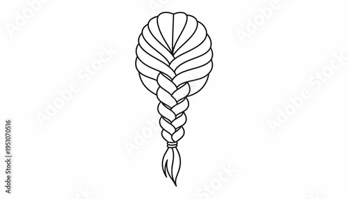 Black and White Illustration of a Braided Hairstyle