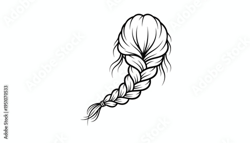 Black and White Illustration of a Woman's Braided Hair