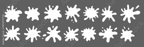 Water or milk puddle splash frame with organic blob shapes and fluid edge vector illustration set. Ideal for milk or paint spill designs with abstract wavy borders and stains.