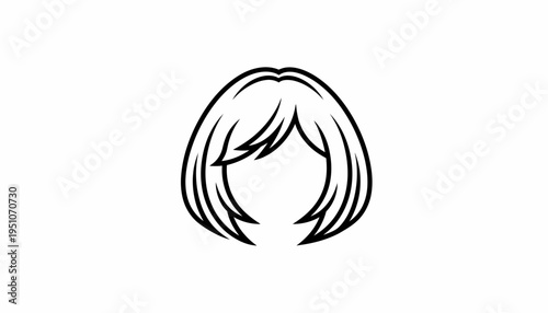 Bob Hairstyle Icon, Short Haircut Silhouette, Vector Illustration