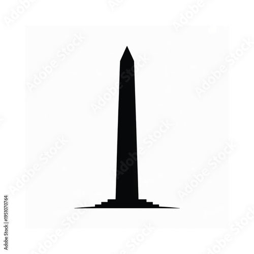 Simple black silhouette of the washington monument against a white background