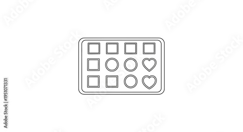 Assortment of Chocolates in a Box Outline Icon