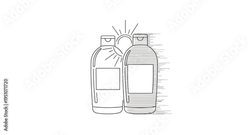Sunscreen Bottles with Sun Rays, Skincare Protection, Summer Beauty Products