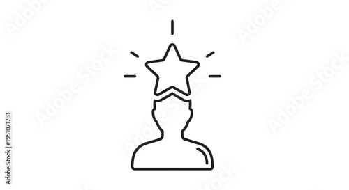 Talent Star Icon: Human Silhouette with Shining Star Above Head - Symbolizing Success, Achievement, and Recognition