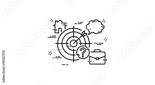 Targeted Business Goal Achievement with Question Mark and House Icon