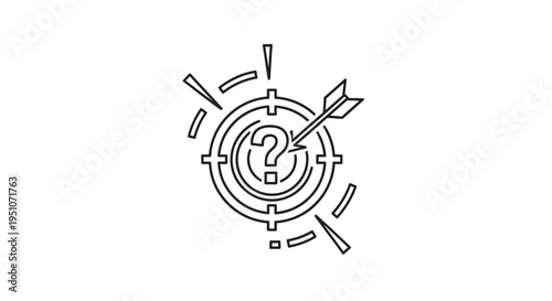 Target with Question Mark and Arrow Icon: Concept of Mystery, Goal, Strategy, Solution, Search